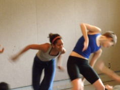 Students in Gwen Dobie's movement class; actors: Joella Crichton, Astrea Campbell-Cobb,